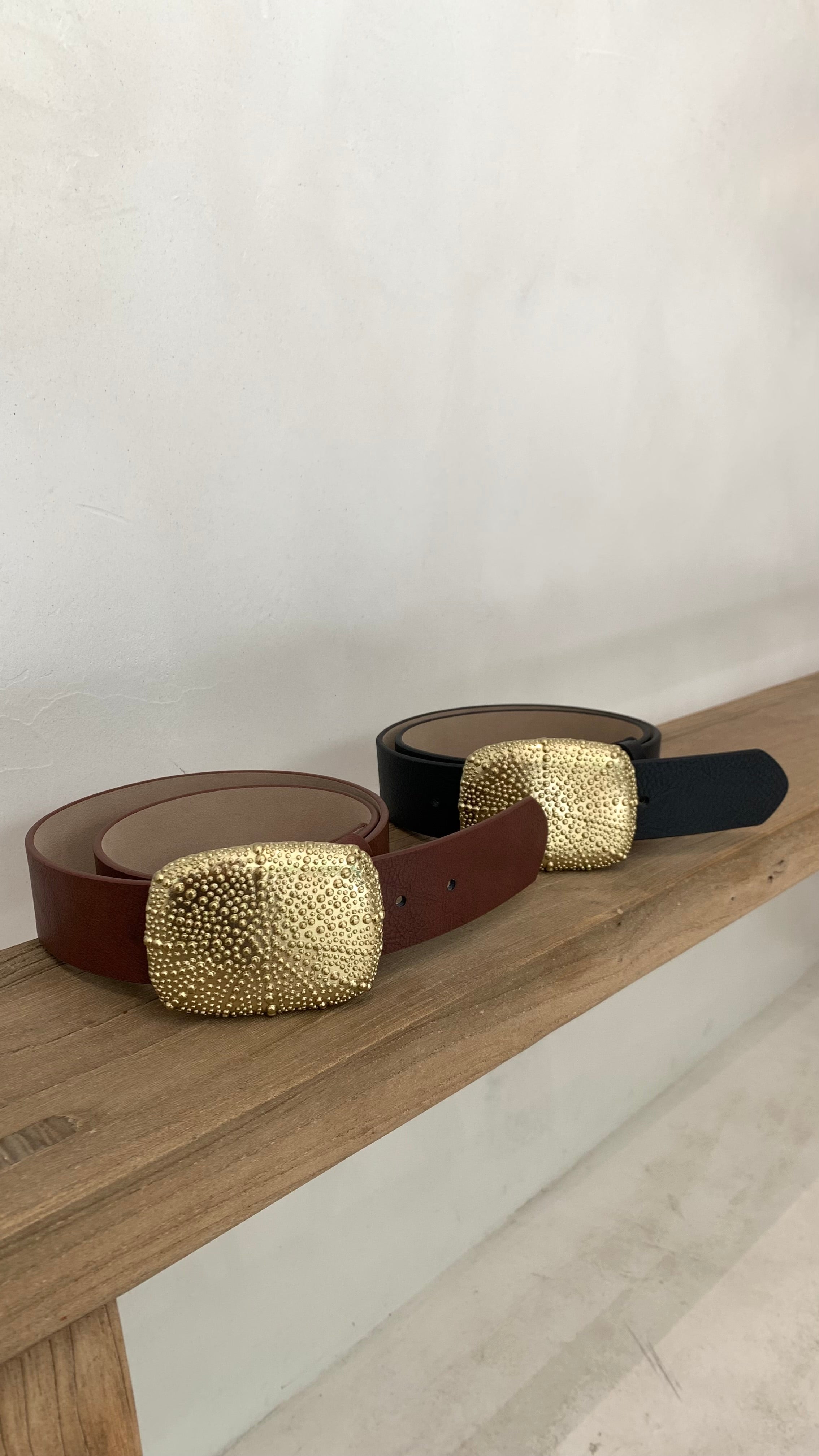 Cinturon hebilla / brown gold playa