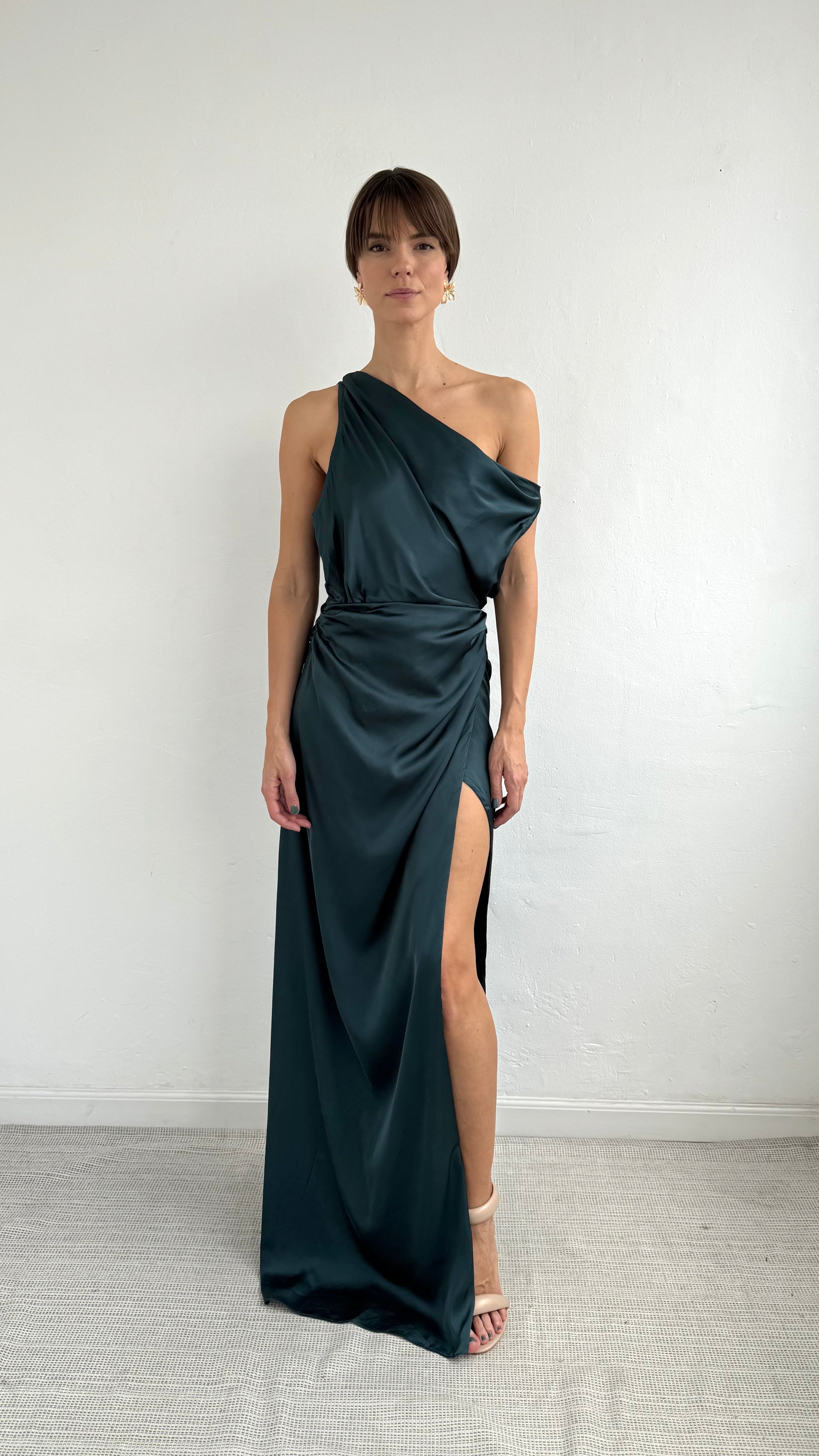 Vestido Isela hunter green